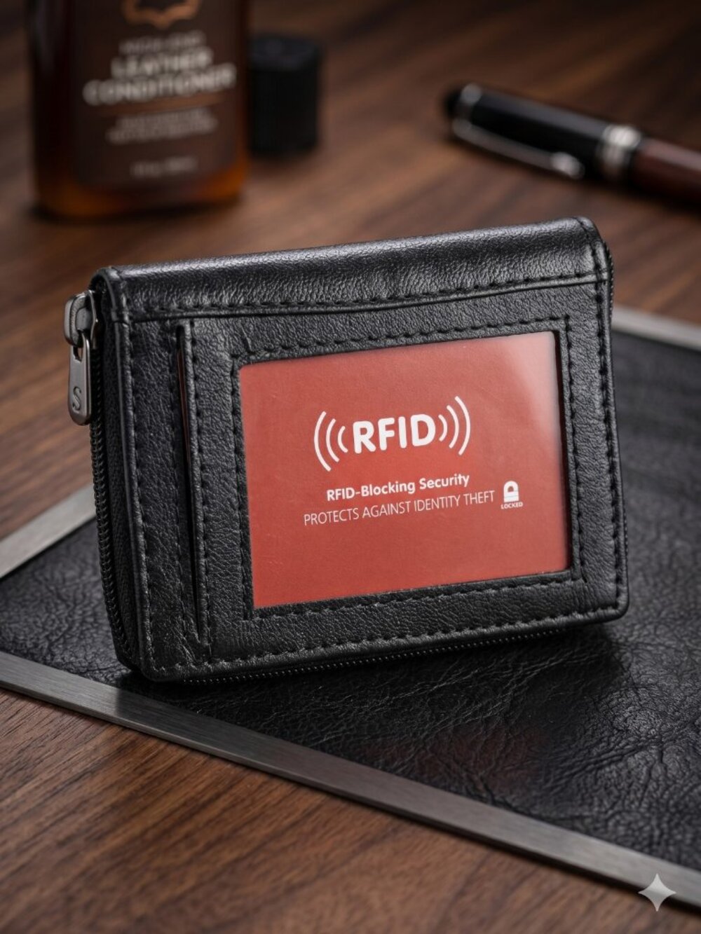 Genuine Leather Women Palm Wallet with RFID Blocking
